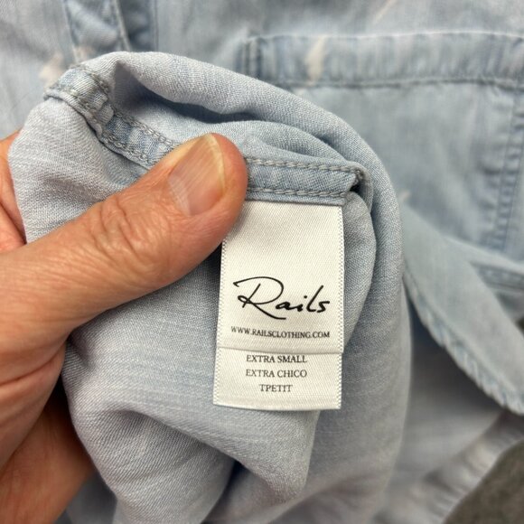 Rails Lightning Bolt Button up Long Sleeve Shirt Women's Size XS Blue Chambray - Picture 5 of 11